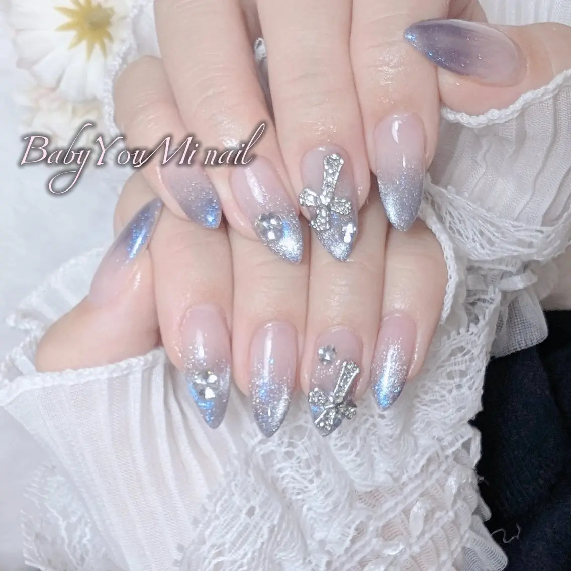 ネイル オーロラネイル チークネイル 成人式 フットネイル フレンチネイル ハンドネイル BabyYouMi nailのネイルデザイン