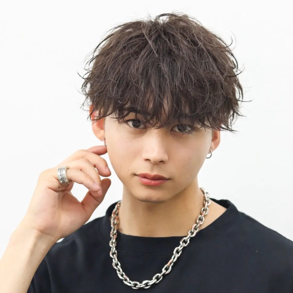 ショート カラー パーマ メンズ マッシュ カット 🔥メンズ極🔥韓国 シャドウ/波巻き柿崎のヘアスタイル