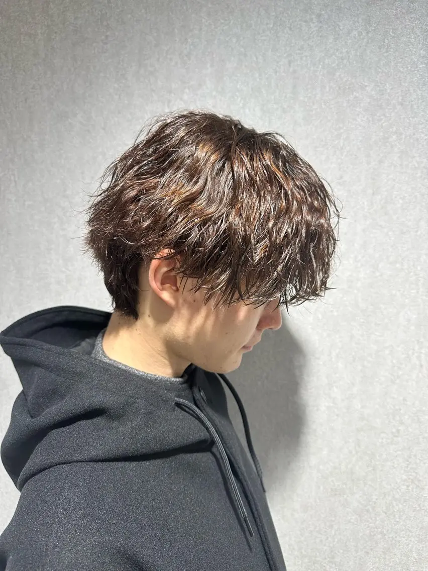 ショート カラー パーマ メンズ メンズパーマ 波巻きパーマ ベージュカラー ブラウンカラー ブラウンベージュ カット パーマ 🍀メンズパーマ職人 池袋🍀Yuraのヘアスタイル