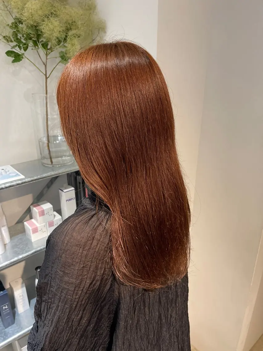 ロング カラー オレンジ 松本 優希のヘアスタイル