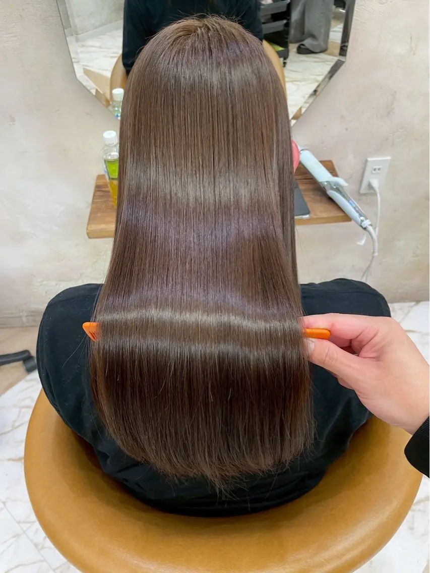 ロング カラー パーマ 髪質改善 ストレートパーマ ヘアカラー トリートメント 縮毛矯正/艶髪/ 透明感カラー/たくまのヘアスタイル