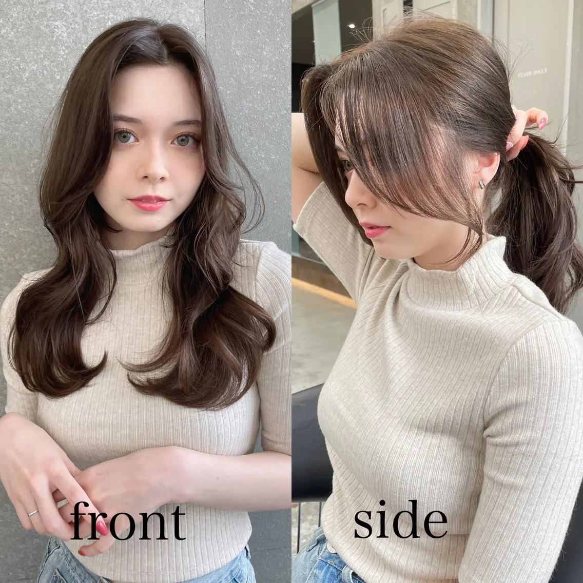 セミロング カット ヘアカラー トリートメント 山本翔一郎 韓国顔周りレイヤーのヘアスタイル
