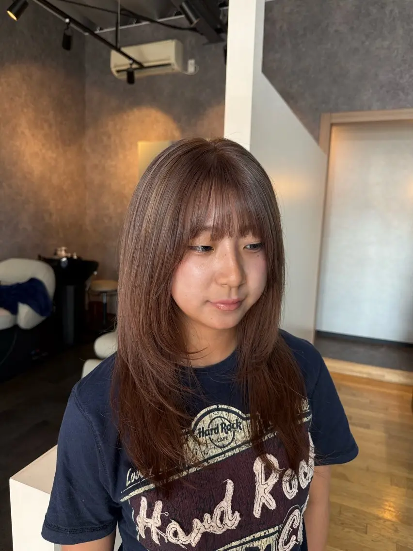 ロング カラー ベージュカラー レイヤーカット カット ヘアカラー トリートメント 似合わせ/ナチュラル ヘア/ゆづきのヘアスタイル