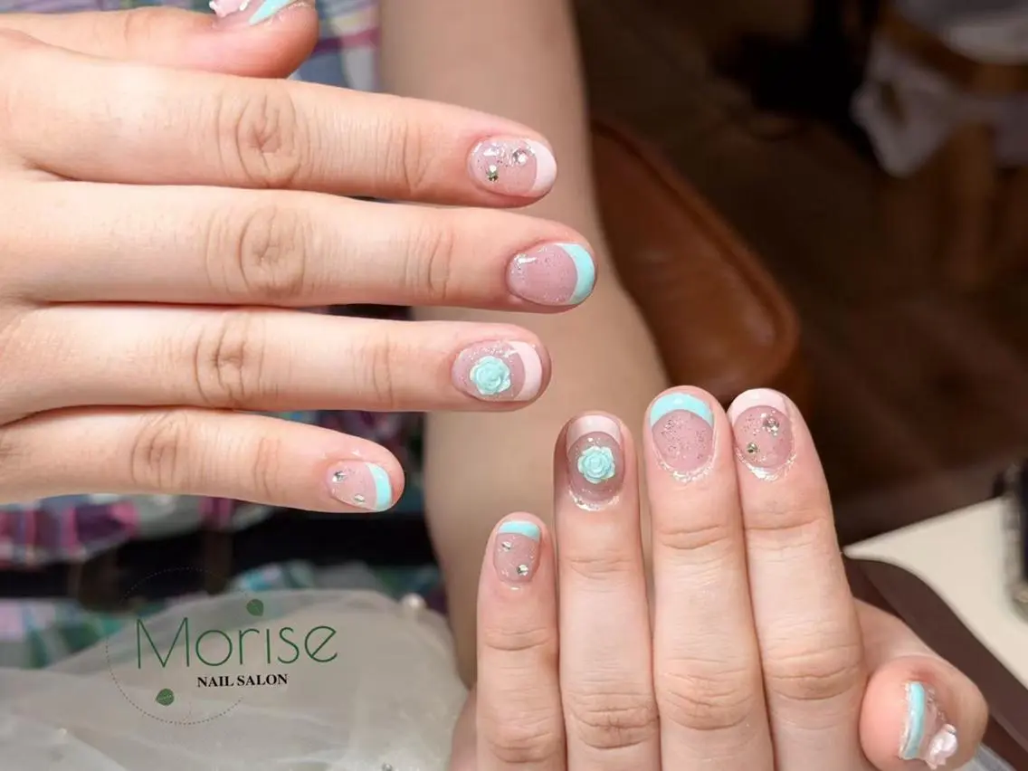 ネイル 持ち込み ハンドネイル ハンドケア MoriseNail Jr研修💜イシダのネイルデザイン