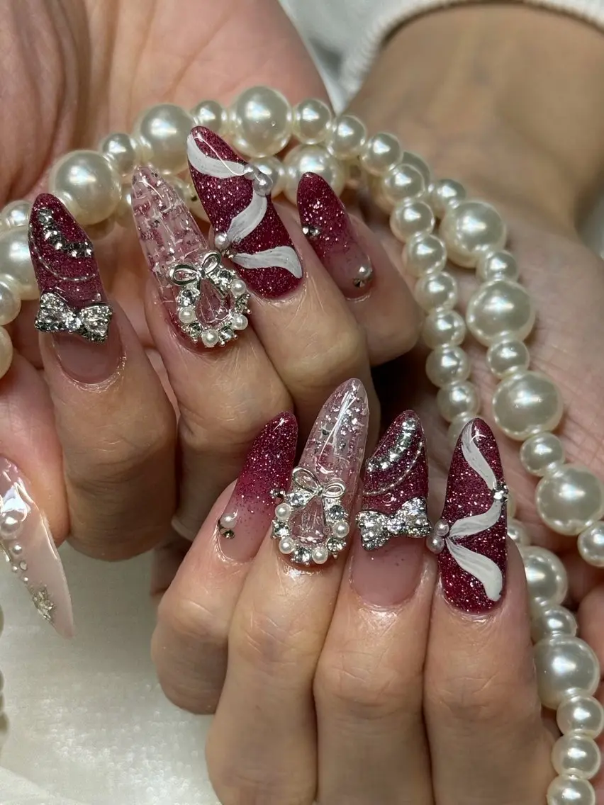 ネイル アートネイル チークネイル 長さ出し マグネットネイル 持ち込み 長出し専門店🎀 HARO💕Nailのネイルデザイン