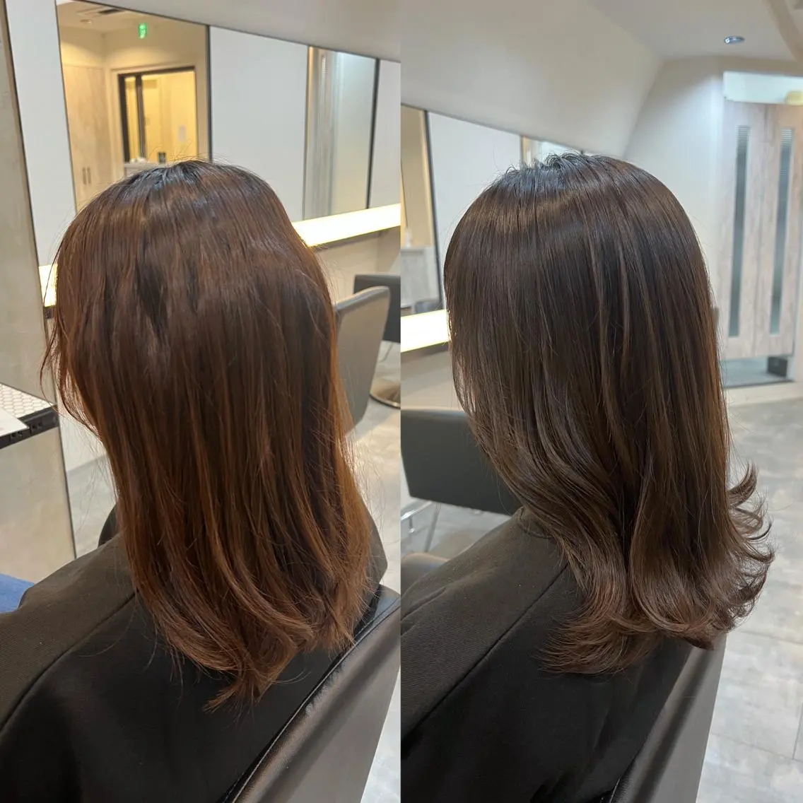 セミロング カラー グレージュ ラベンダーカラー ラベンダーグレージュ ラベンダーグレー ヘアカラー トリートメント 工藤 梨花のヘアスタイル