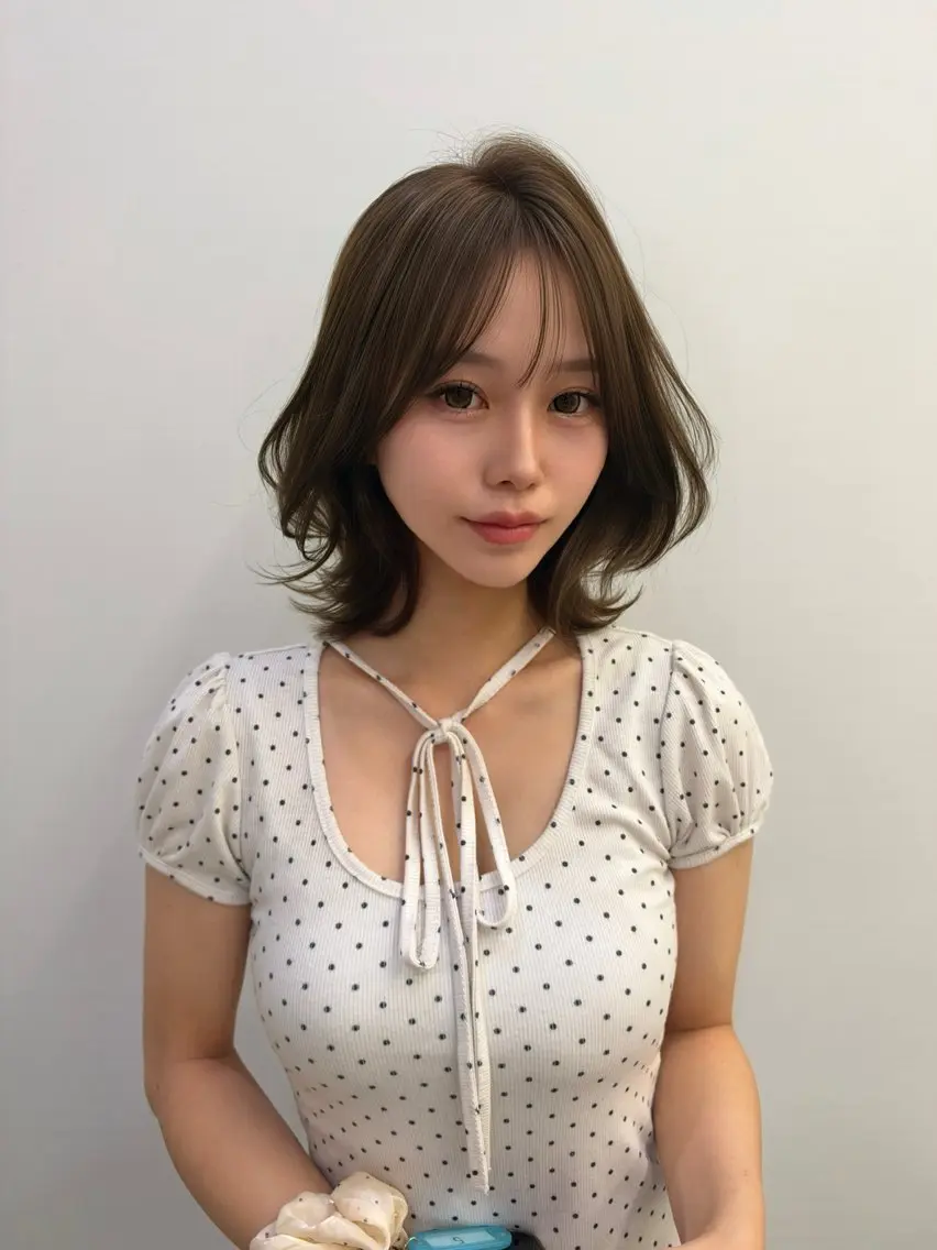 ミディアム カラー カット ヘアカラー トリートメント レイヤーカット/ 透明感カラー/たくみのヘアスタイル