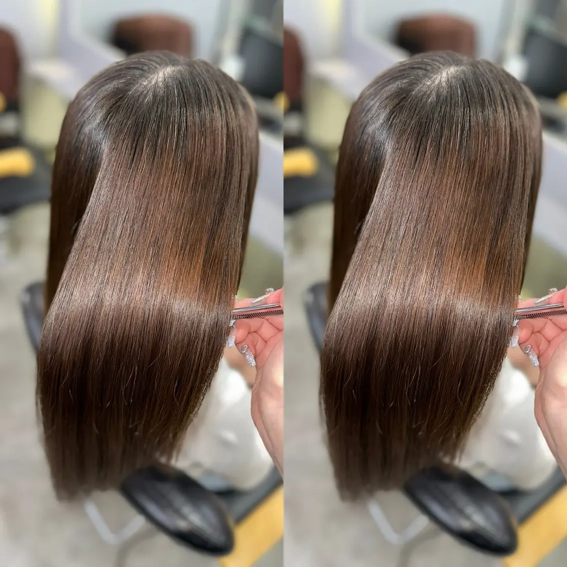 セミロング カラー 髪質改善 縮毛矯正 トリートメント 酸性ストレート 酸熱トリートメント カット ヘアカラー トリートメント 髪質改善🩵縮毛矯正 代々木/木下のヘアスタイル