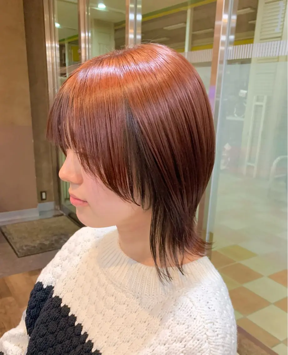 ミディアム カラー イヤリングカラー インナーカラー ボブ ウルフカット ウルフボブ ヘアカラー トリートメント 【艶カラー】 STYLE 和泉俊希のヘアスタイル