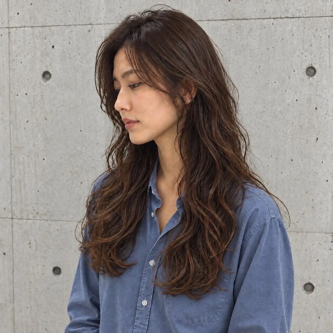 ロング パーマ ロング デジタルパーマ カット パーマ NAGANO/朝ラク くせ毛風デジパのヘアスタイル