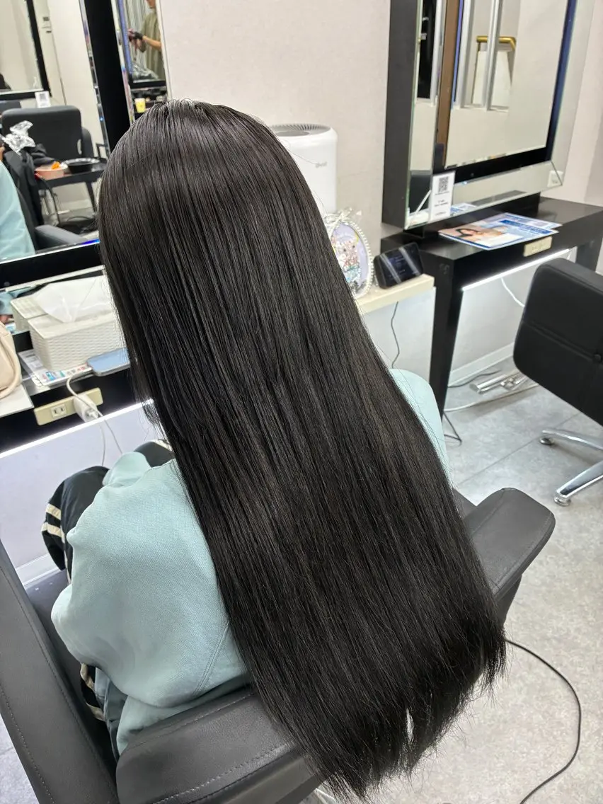 ロング カラー エクステ カット エクステ ワンホンレイヤー エクステづまのヘアスタイル