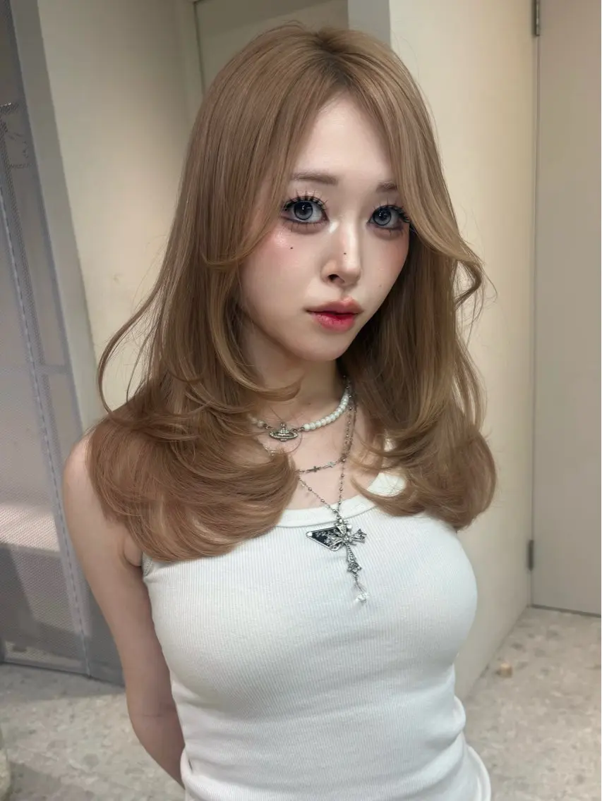セミロング ヘアカラー トリートメント 福岡縮毛矯正✨️ ストレート 向井和輝のヘアスタイル