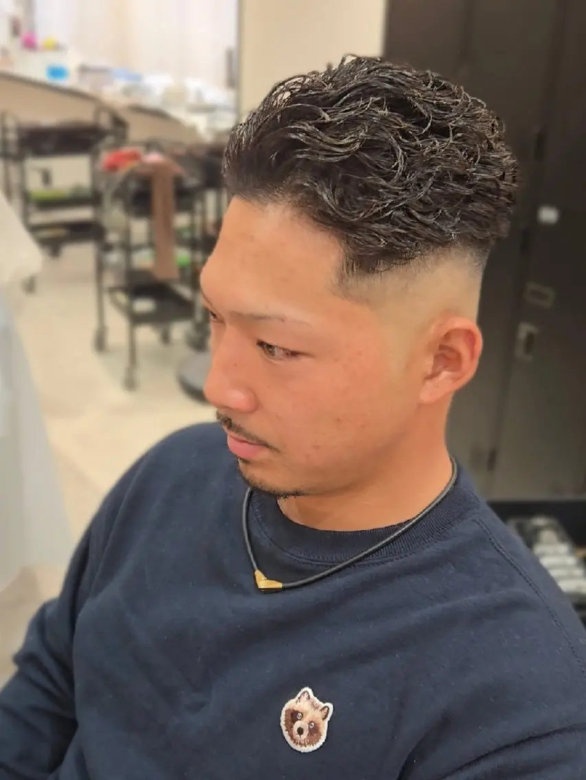 メンズ ショート パーマ オールバック メンズパーマ カット パーマ ヘアセット LEN名古屋/パーマ 海外ヘア/メンズ特化のヘアスタイル