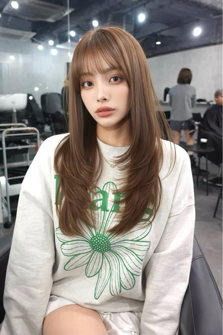 ロング 🦋韓国ヘア💙 ハイトーンRUNAのヘアスタイル
