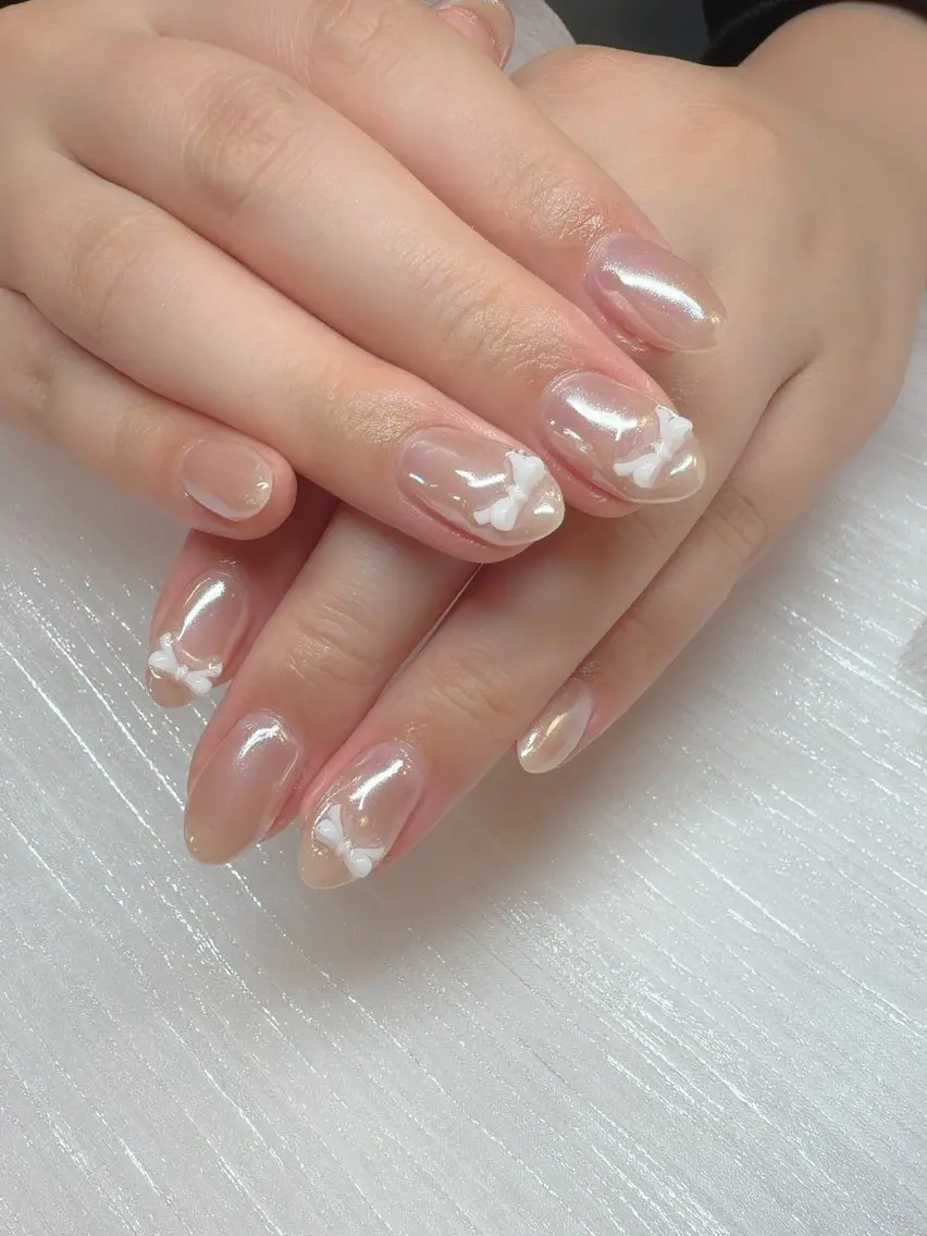 ネイル ミラーネイル ホワイト ハンドネイル teddybear nailsのネイルデザイン