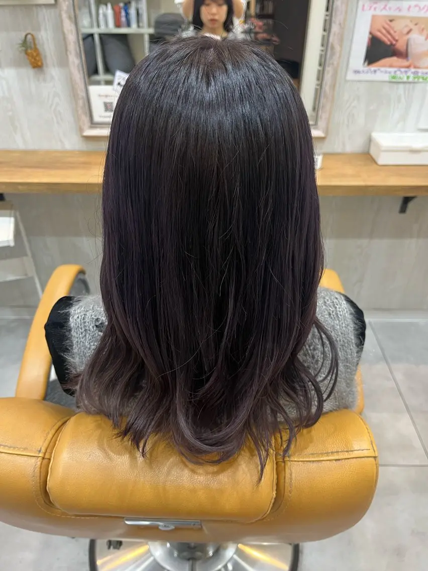 ミディアム カラー グレージュ ラベンダーカラー ラベンダーグレージュ ラベンダーグレー afrodite 〈京橋〉Riyuのヘアスタイル