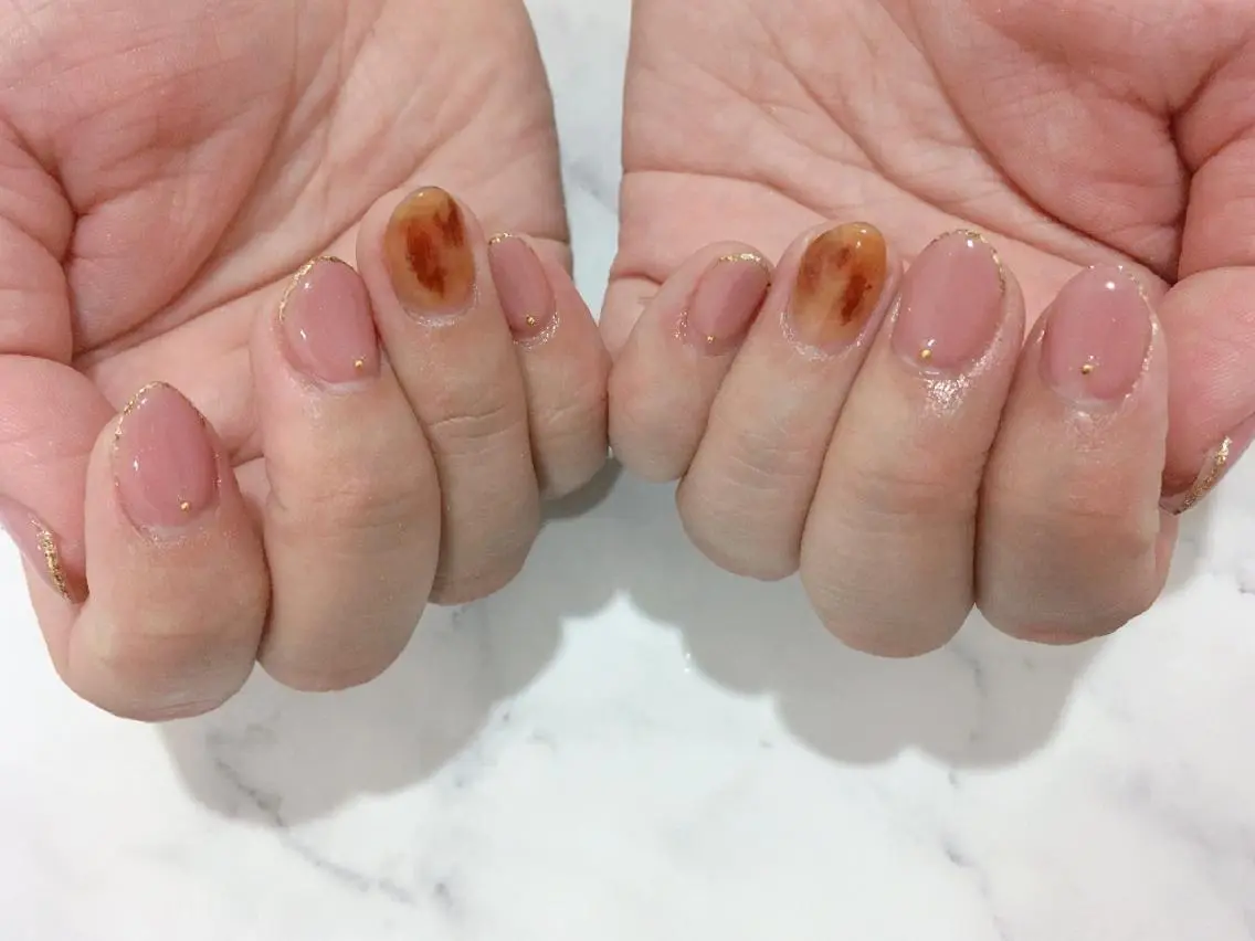 ネイル アートネイル べっ甲ネイル フラワーネイル ジェルネイル ラメ(グリッター) HIRATA RIEのネイルデザイン