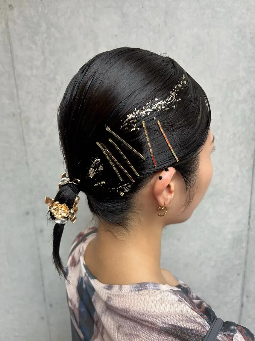 ミディアム ヘアアレンジ ヘアセット 勝野 麻美のヘアスタイル