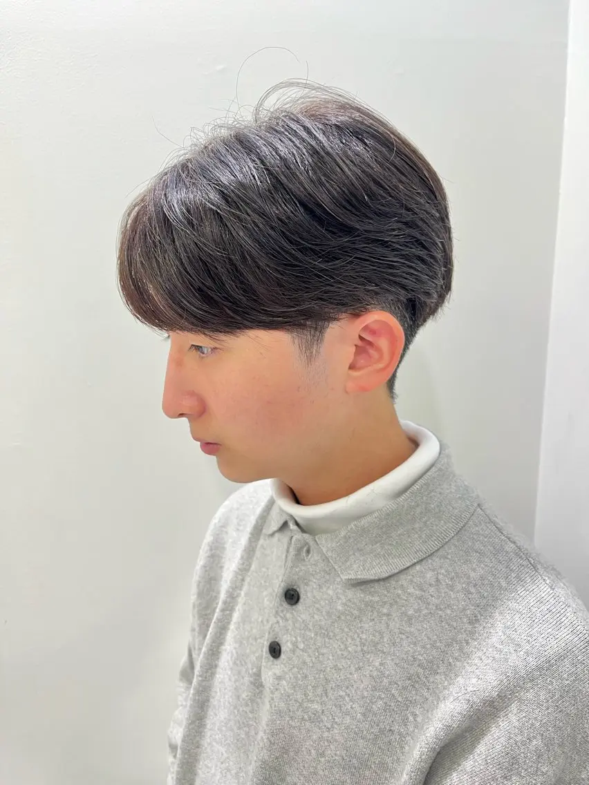 ショート パーマ メンズ カット トリートメント ヘアセット センターパート/毛 流れ/パーマ特化のヘアスタイル