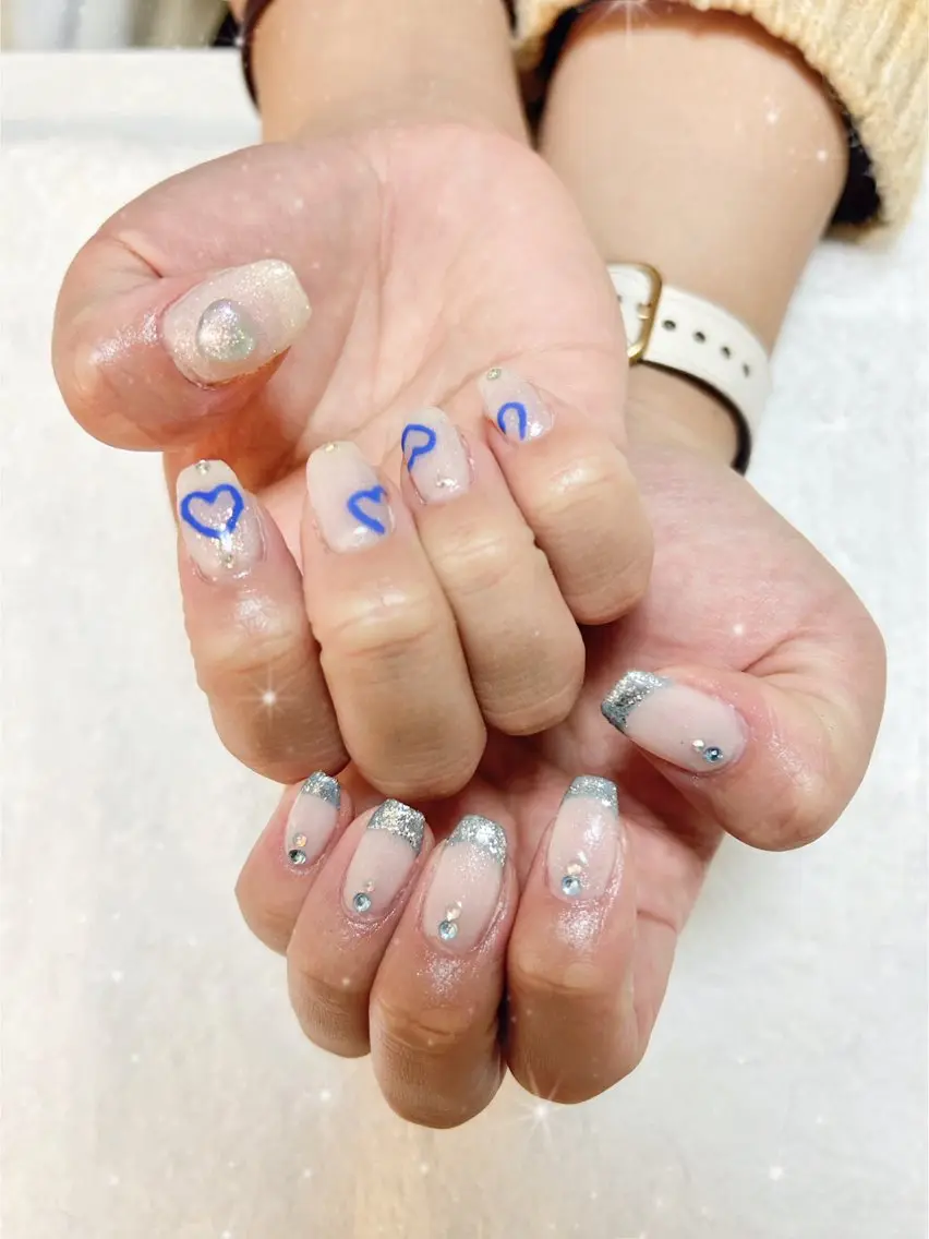 ネイル フレンチネイル ハート Best Nail Yu🎀🫧のネイルデザイン