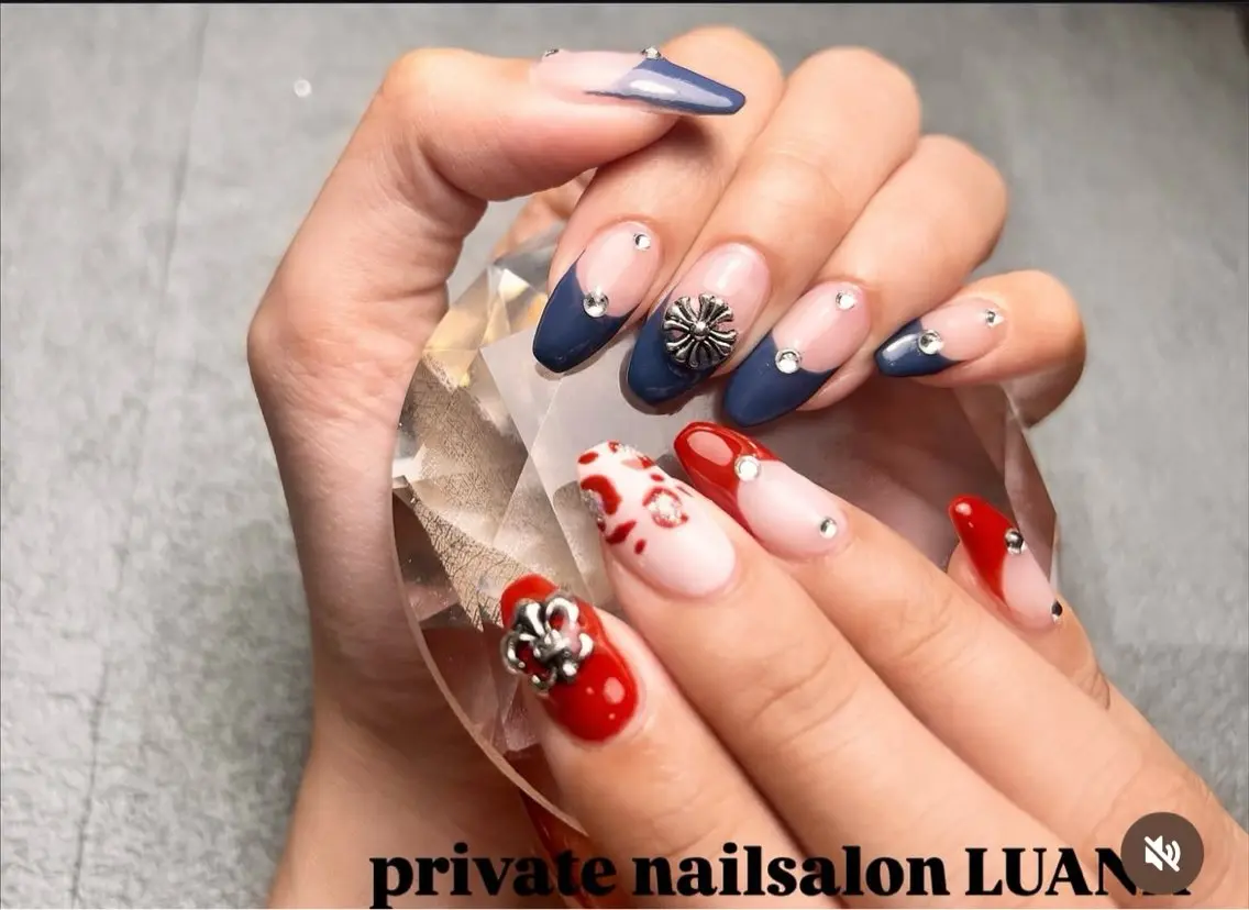 ネイル アニマル柄 フレンチネイル nail salon LUANAのネイルデザイン