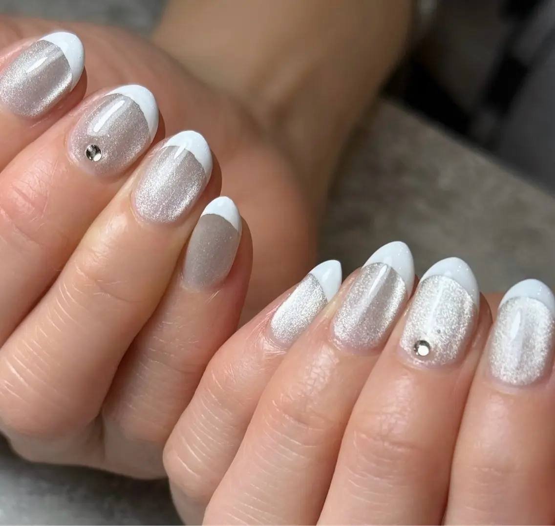ネイル 入学式 フレンチネイル 卒業式 マグネットネイル ハンドネイル Narumi nailのネイルデザイン
