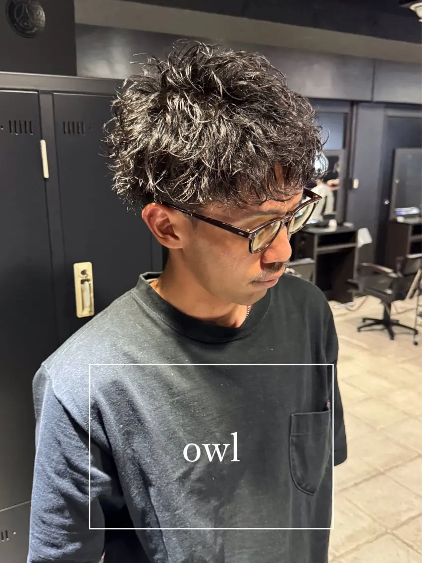 ショート パーマ メンズ マッシュ メンズパーマ スパイキーショート ショートヘア カット パーマ メンズ専門 美容師✨ アメ村 堀江颯瑛のヘアスタイル