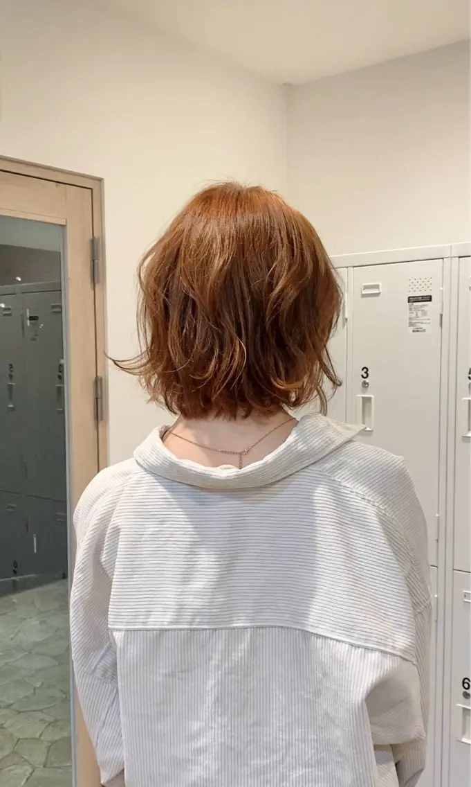 ショート オレンジブラウン ボブ カット ヘアカラー トリートメント 王道かわいい🤍ベー ジュカラー*里々花*のヘアスタイル