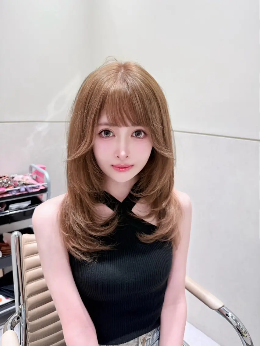 セミロング カラー ヘアアレンジ カット ヘアカラー トリートメント 韓国風/艶カラー/ 新宿/山本史奈🎀のヘアスタイル