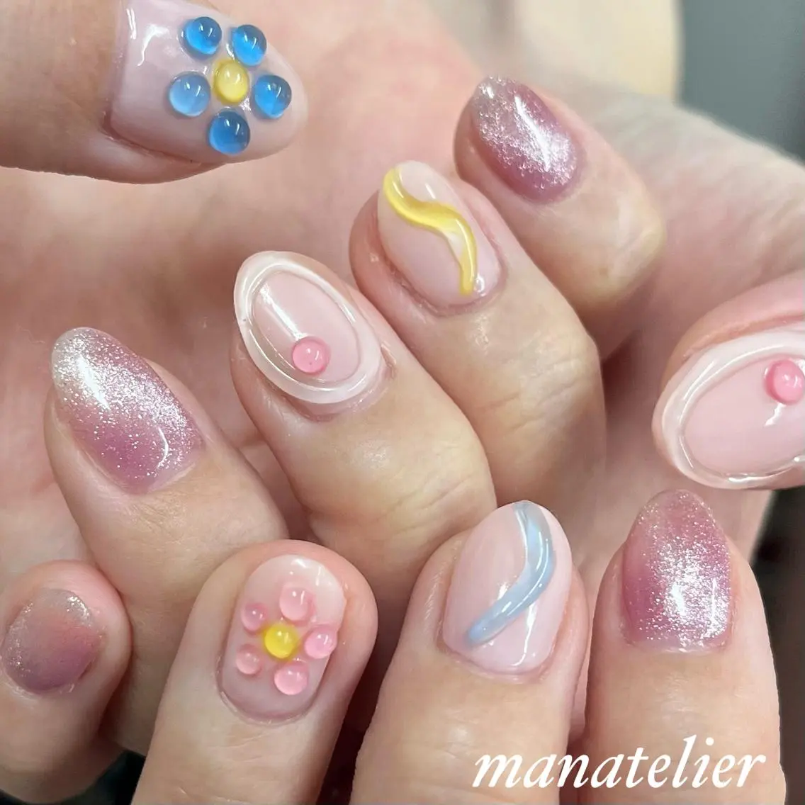 ネイル パステルネイル ぷっくりネイル ハンドネイル manatelier マナトリエのネイルデザイン