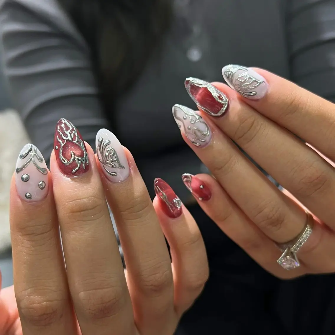 ネイル 長さ出し フレンチネイル ジェルネイル ガラスフレンチ 韓国ネイル ハンドネイル Minette nailHuongのネイルデザイン