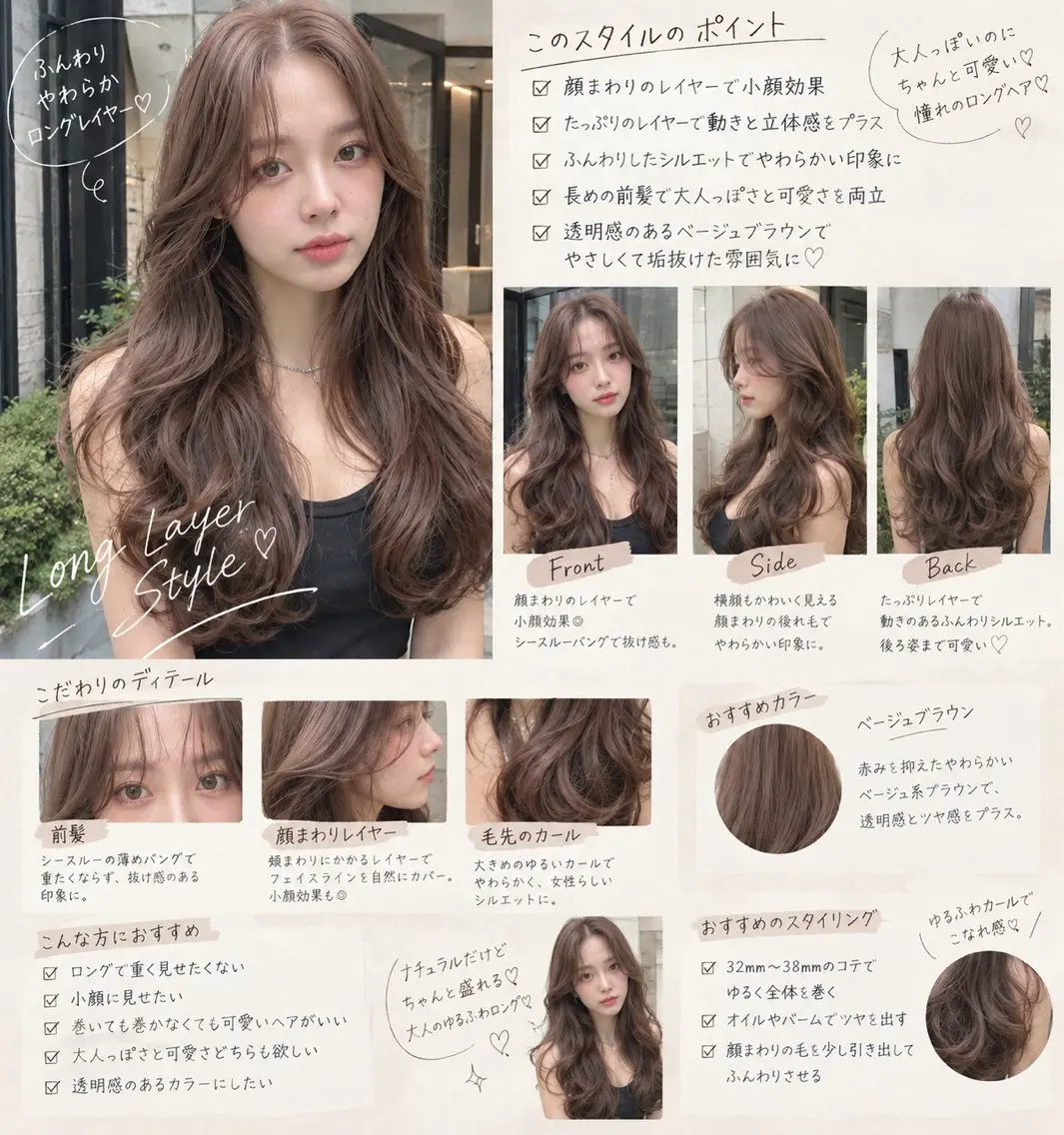ロング カット ヘアカラー トリートメント 🫧透明感カラー× 韓国レイヤー🫧佐野のヘアスタイル