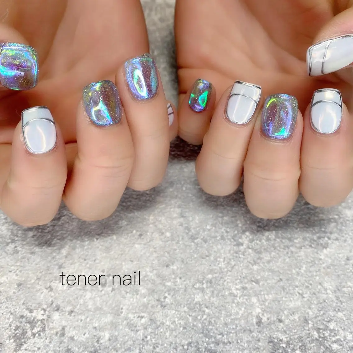 ネイル フレンチネイル 氷ネイル・うるうるネイル テネルネイル tener nailのネイルデザイン