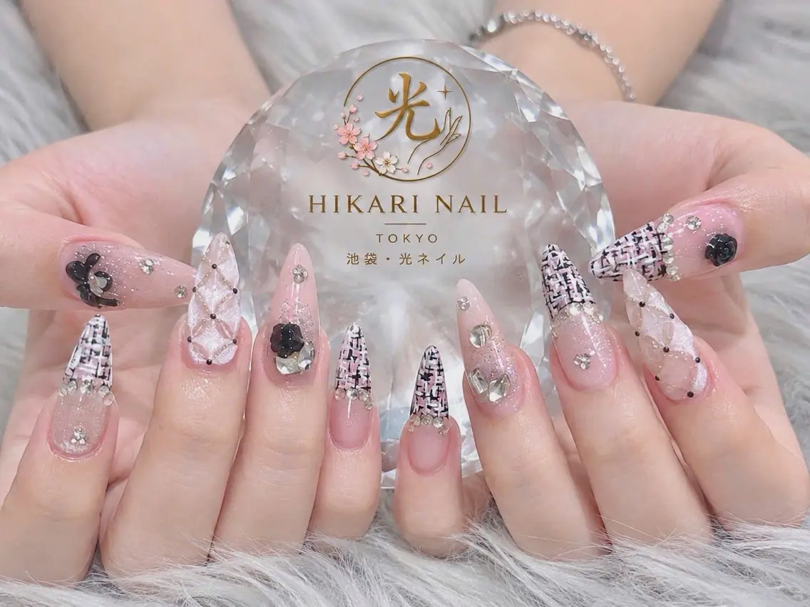 ネイル チークネイル 長さ出し フレンチネイル ガーリー ハロウィン ハンドネイル HikariNail Ikebukuroのネイルデザイン