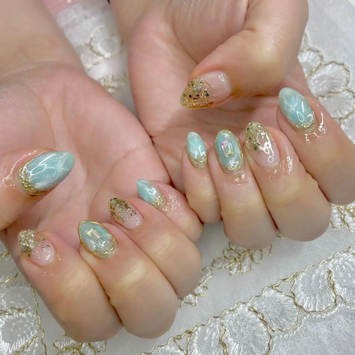 ネイル アートネイル オーロラネイル ジェルネイル 持ち込み ニュアンスネイル J terrace Nailのネイルデザイン