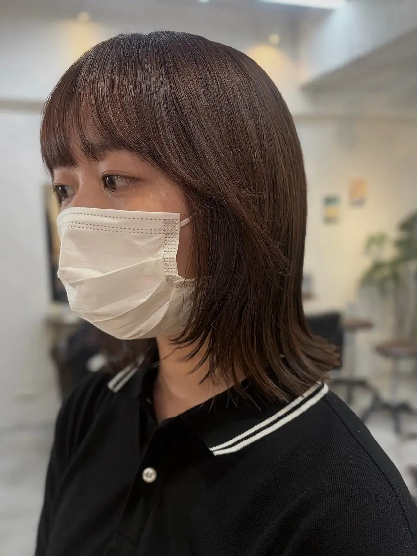 セミロング カラー ブラウンカラー 透明感カラー レイヤーカット カット ヘアカラー トリートメント cana 札幌レイヤースタイルのヘアスタイル