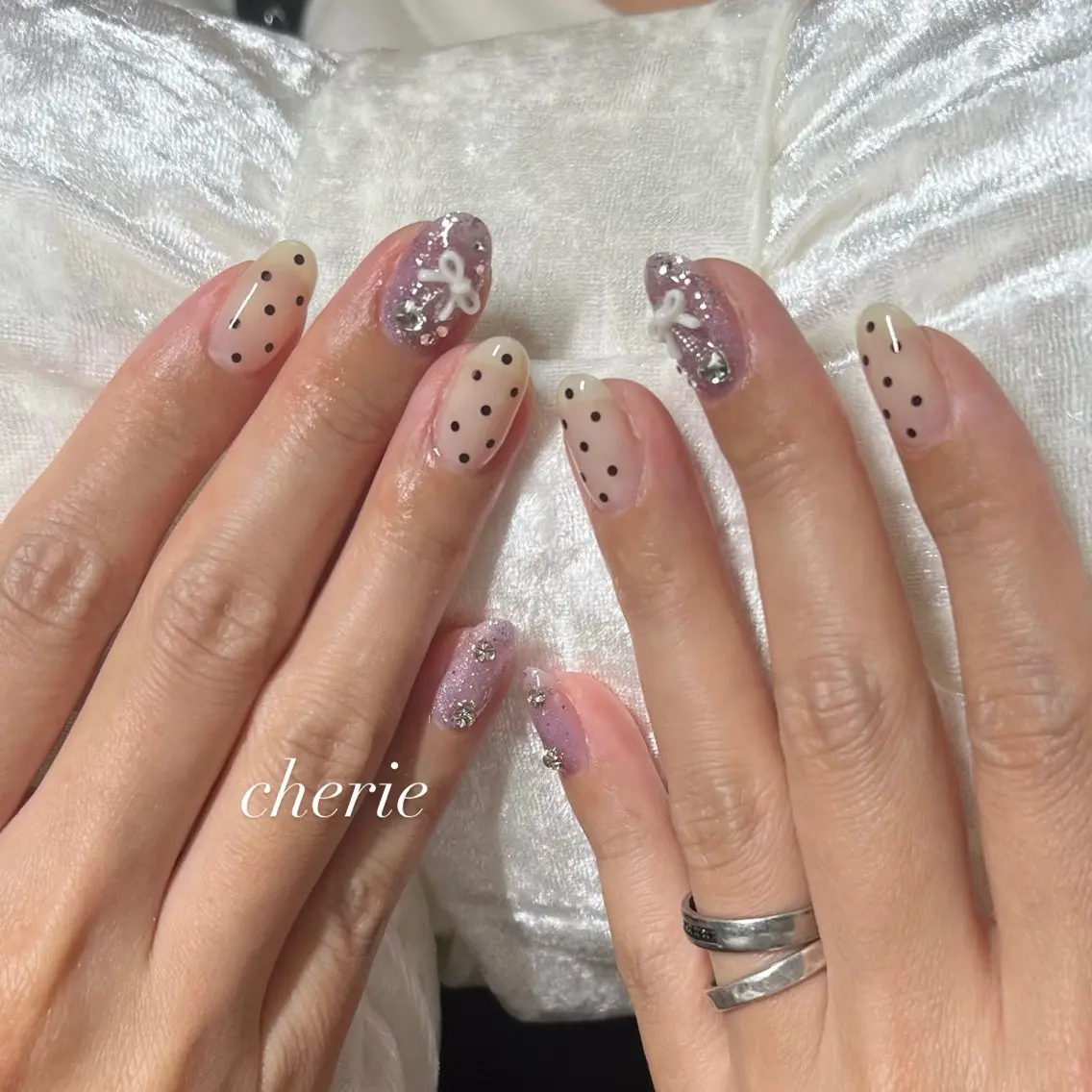ネイル リボン ハンドネイル Chérie moenaのネイルデザイン