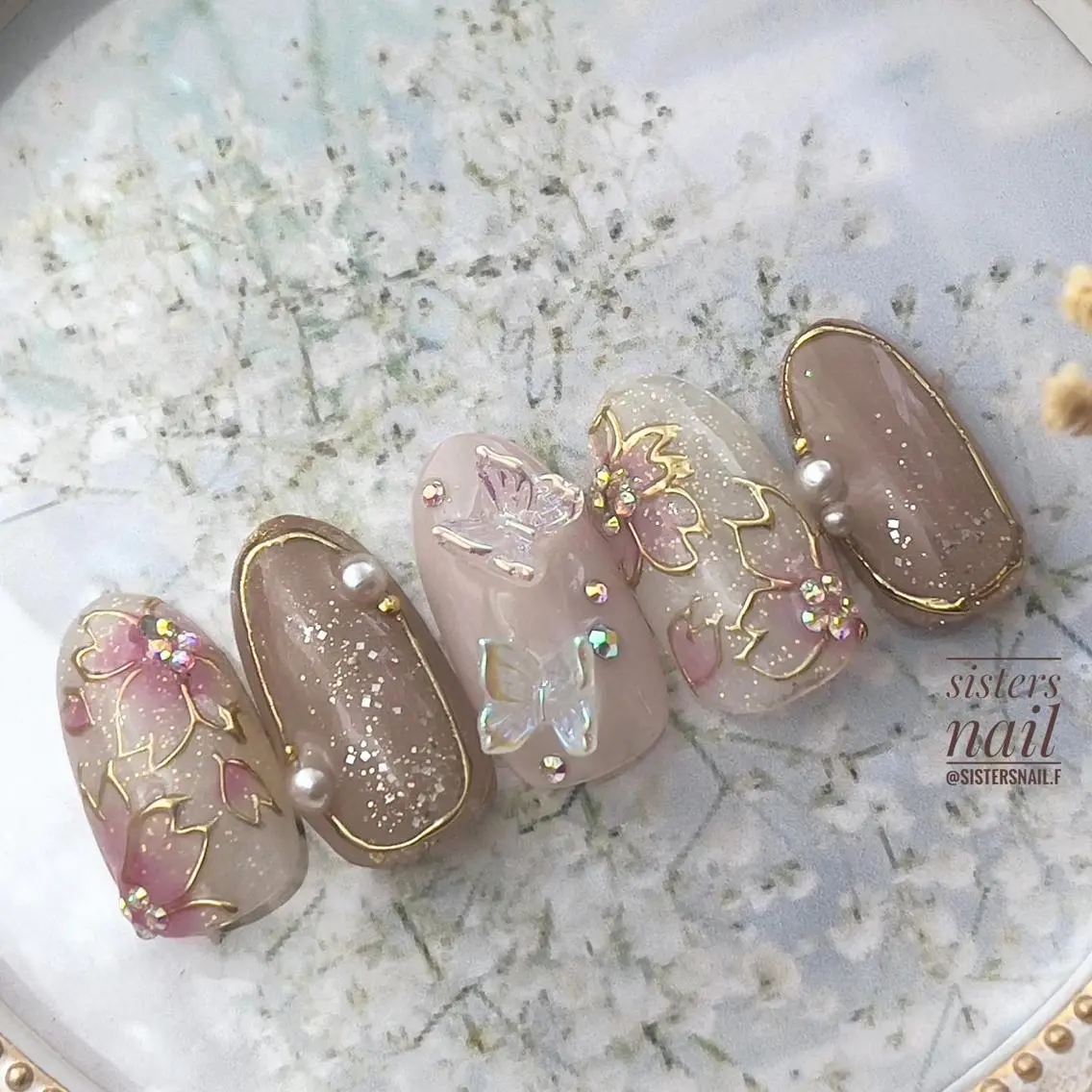 ネイル アートネイル 桜ネイル クリアネイル フラワーネイル ジェルネイル sisters nail.fのネイルデザイン