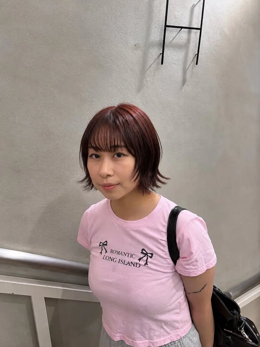 ミディアム ボブレイヤー ボブ くびれヘア 韓国風ヘア レイヤーカット 髪質改善カラー/ モトタニのヘアスタイル