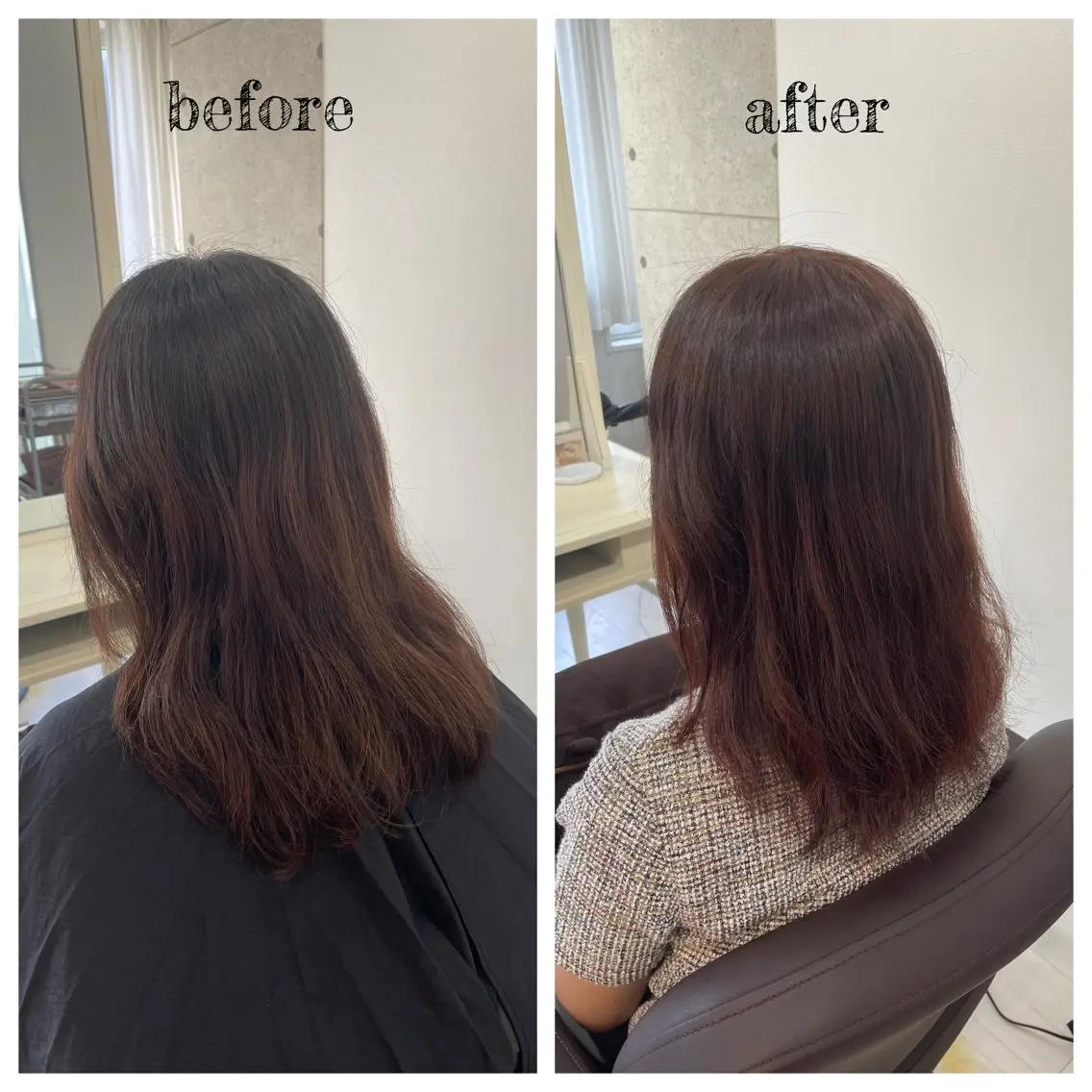 ミディアム カラー ピンクカラー ヘアカラー PutiLuca 浅川のヘアスタイル