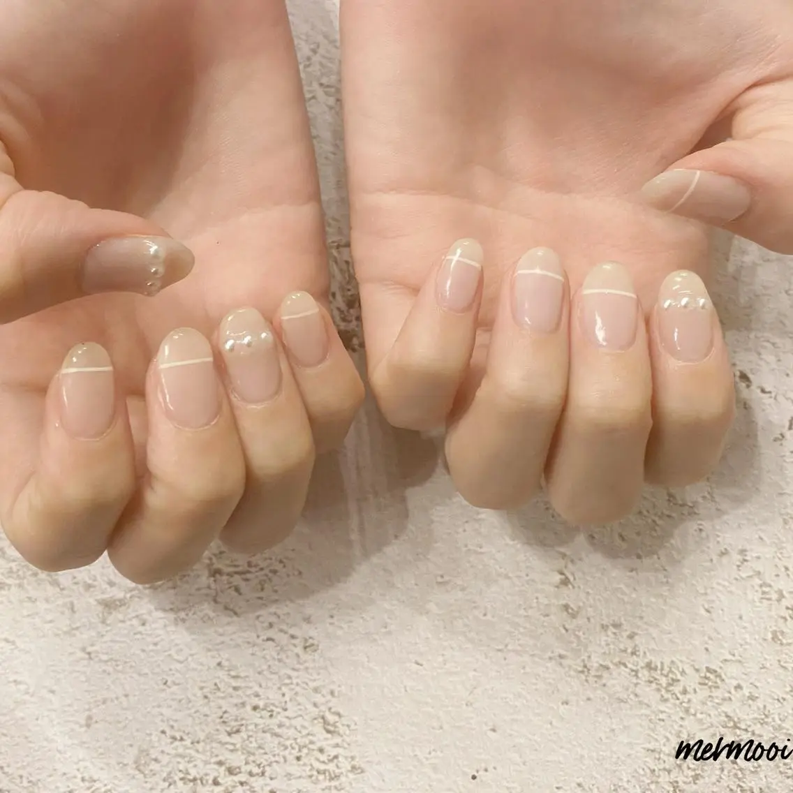 ネイル フットネイル キラキラネイル 韓国ネイル ニュアンスネイル オフィスネイル mermooi nailのネイルデザイン