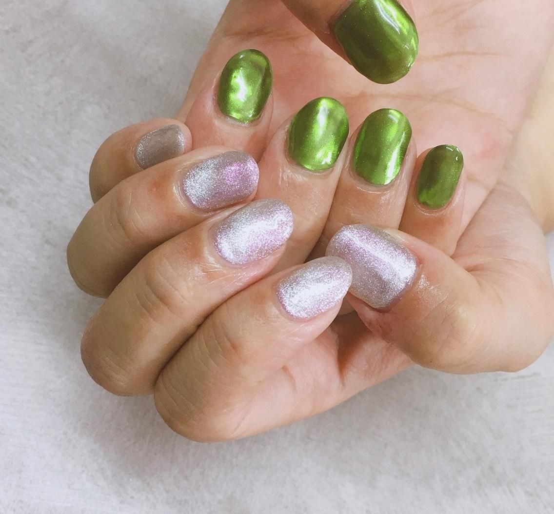 ネイル マグネットネイル ミラーネイル ハンドネイル 推しネイル | 　aycnailのネイルデザイン