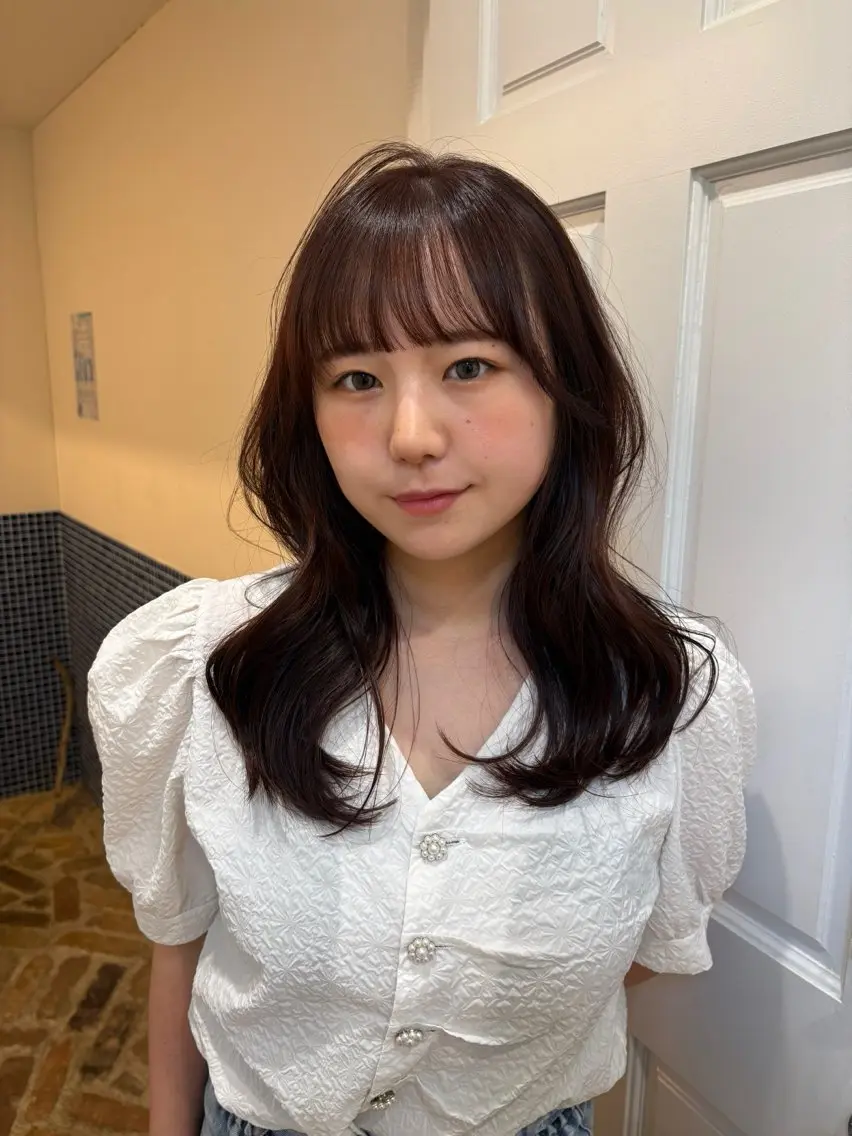 セミロング オレンジブラウン カット ヘアカラー 加藤 こゆきのヘアスタイル