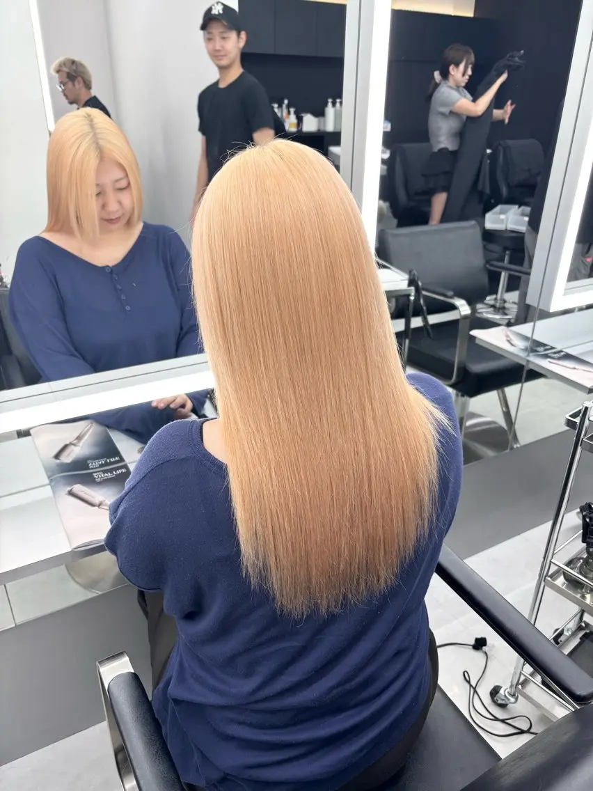 ロング カラー ベージュカラー オレンジ オレンジベージュ ヘアカラー TACE AYANOのヘアスタイル