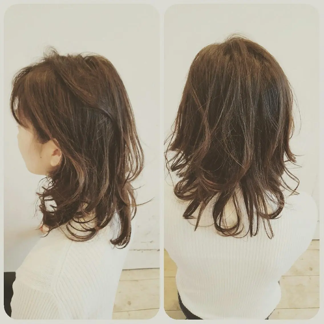 ミディアム カラー パーマ ミディアムパーマ デジタルパーマ spa hair ark 富井直美のヘアスタイル