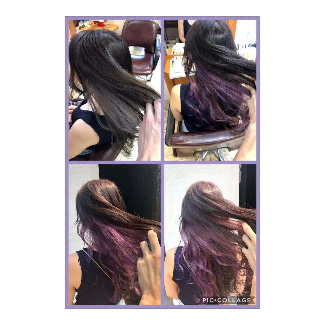 ロング カラー インナーカラー パープルカラー 100%髪質改善特化 TRUNSのヘアスタイル