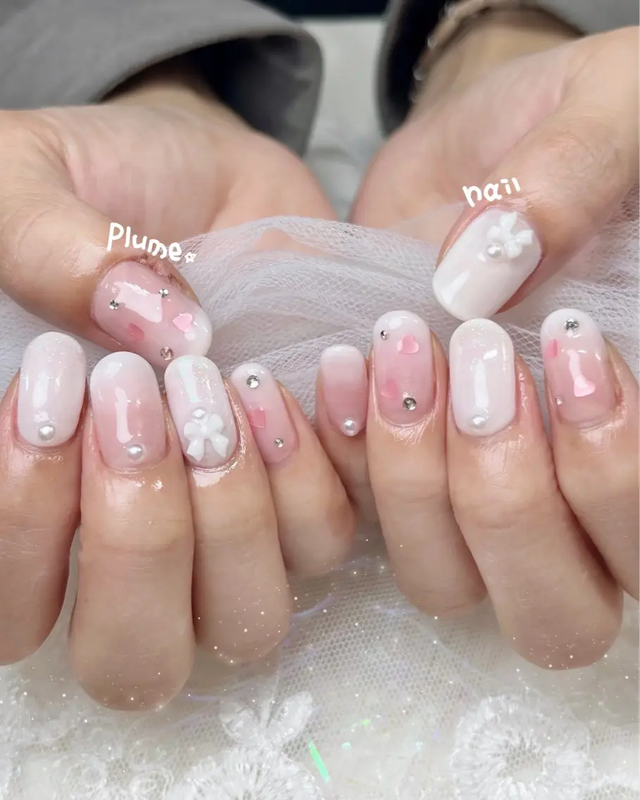 ネイル ハート オフィスネイル シンプルネイル ハンドネイル plume nail ☆韓国ネイルのネイルデザイン