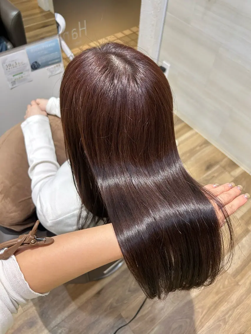 セミロング チョコレートブラウン ヘアカラー 🍒ツヤ暖色🍒 美桜のヘアスタイル