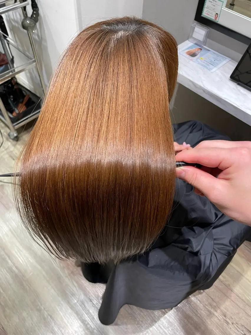 ロング カラー カット 縮毛矯正 トリートメント k-twoたき✨艶感 カラー／美髪矯正のヘアスタイル