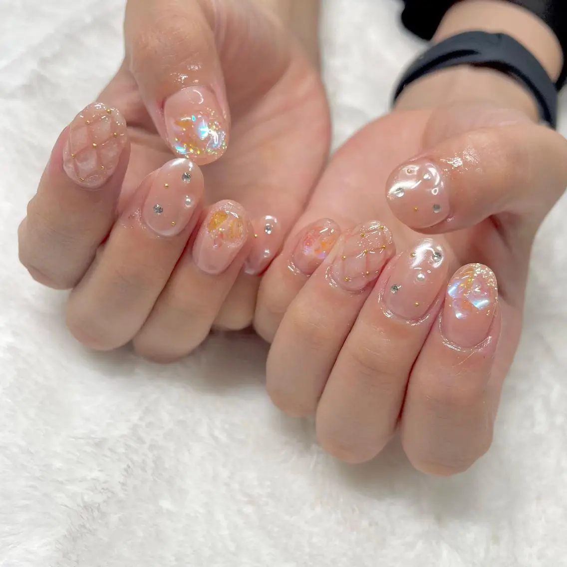 ネイル オーロラネイル クリアネイル ジェルネイル ストーンネイル J terrace Nailのネイルデザイン